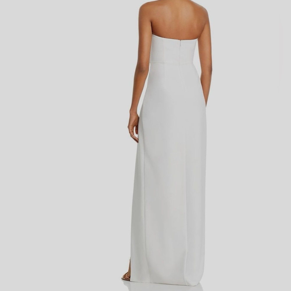 New Aidan Mattox Strapless Crepe Long Dress in Ivory - Picture 2 of 15
